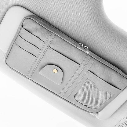 Organisateur de Pare-Soleil de Voiture Rangement Entièrement en Cuir
