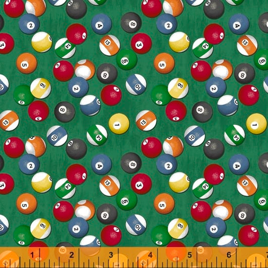 Windham Fabrics - Man Cave - Billiard Balls on Green