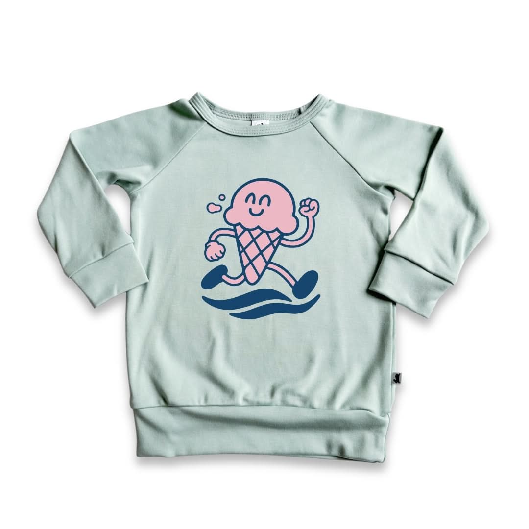 Baby/Kids' Bamboo Graphic Raglan Pullover | Ice Cream Dash On Seaglass