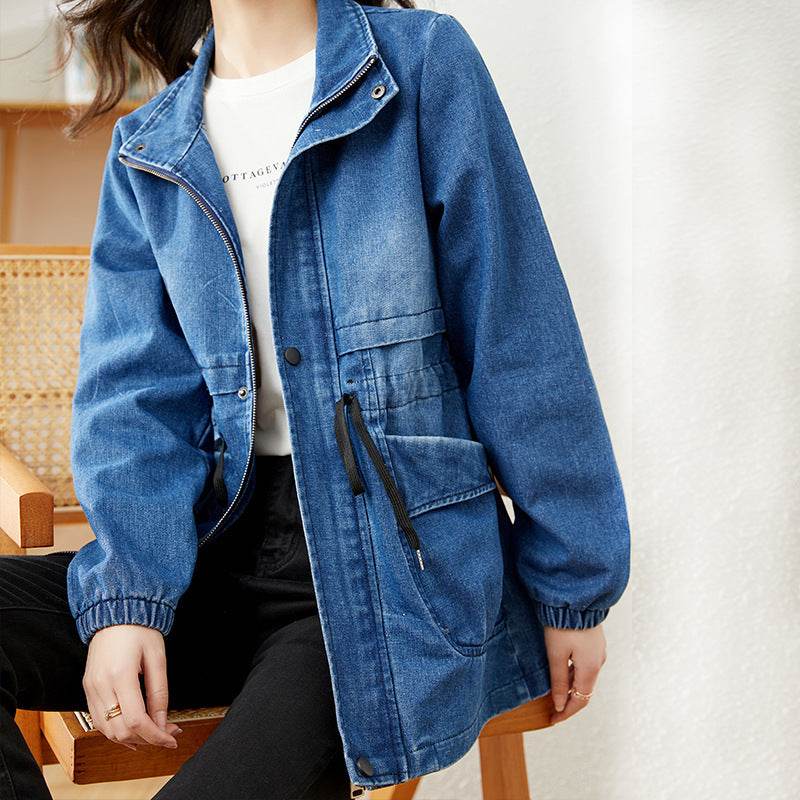 Fashion formal fitted  Zip up Denim Jacket Women