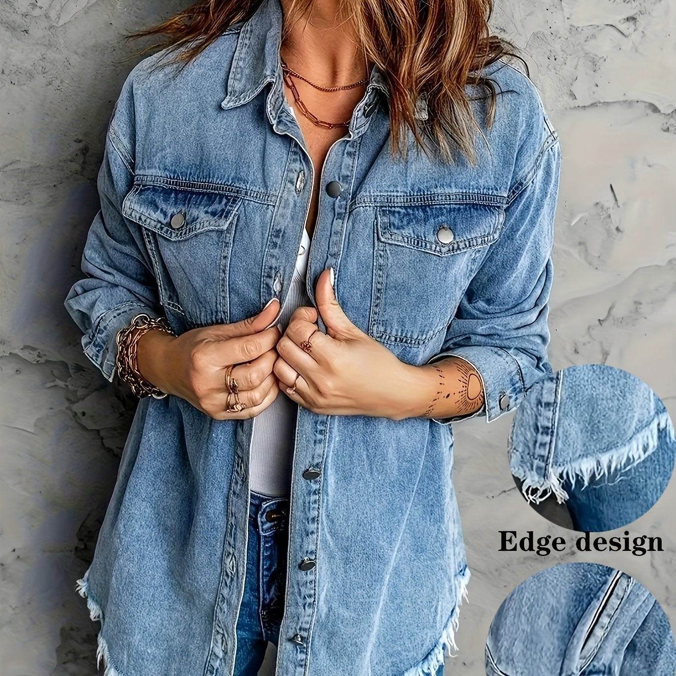 Veste en jean – Style décontracté délavé rétro pour femme