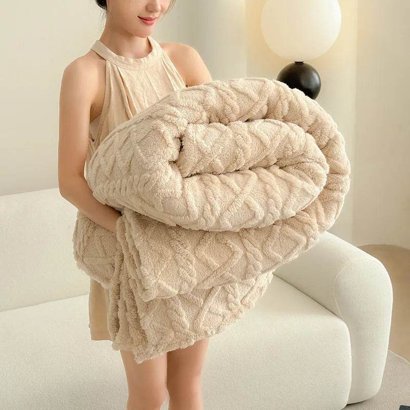 Couverture de canapé en velours double face monocouche, douce pour l'hiver