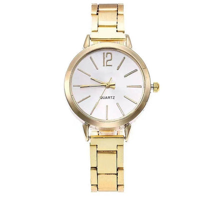 2pcs Narrow Strap Steel Strap Bracelet and  Quartz Watch women