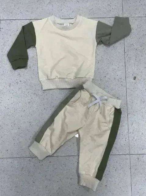 Two piece for boys Color Matching Long-sleeve Sweater Set