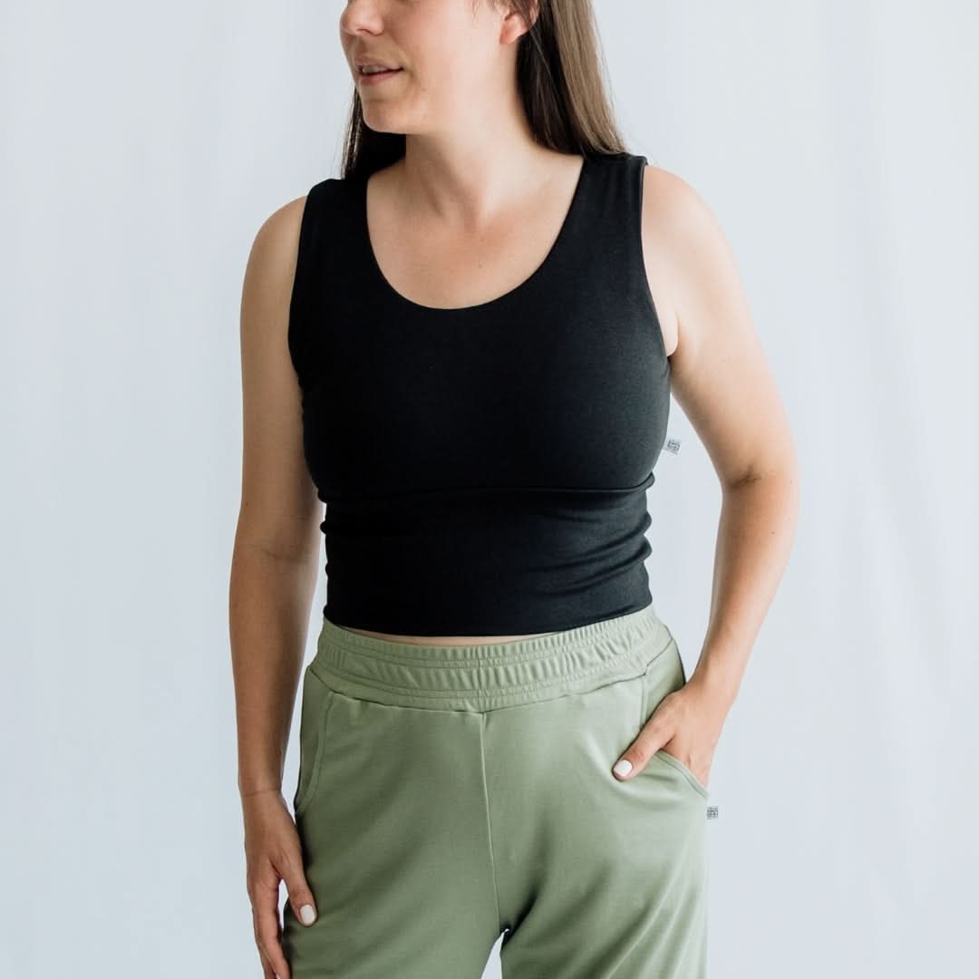 Ladies Bamboo Longline Bralette-Style Tank | Celestial Floral