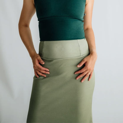 Ladies Side-Slit Bamboo Maxi Skirt | Sage