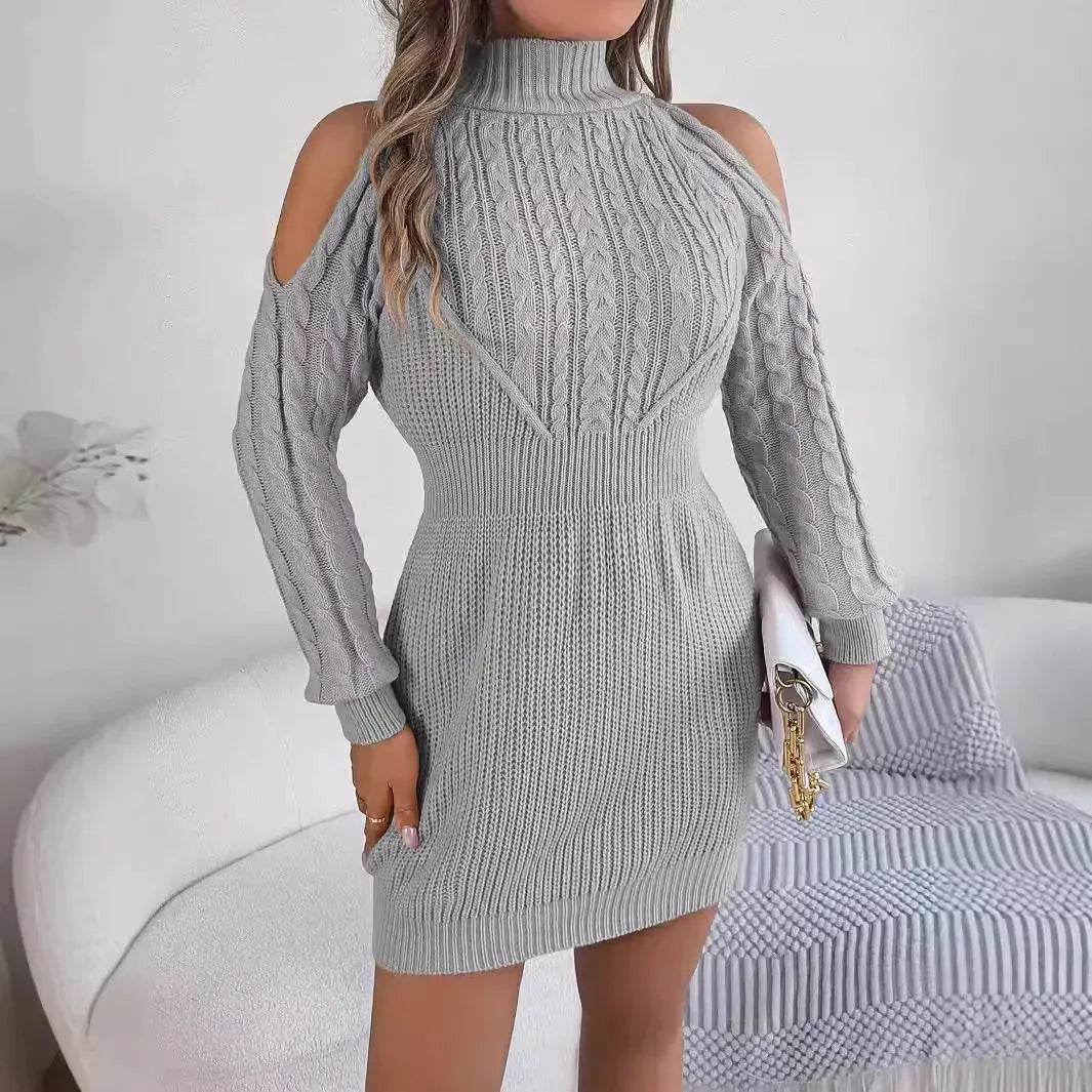 Robe-pull mini en laine torsadée ajustée et tendance pour l'automne-hiver