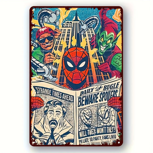 Marvel & Disney Avengers Metal Sign - Iron Man & Spider-Man | Vintage Wall Decor For Home Bar, Garage, Cafe & Office | Durable Tin/Aluminum Poster