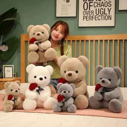 Nouvelles Jolies Roses Câlin Ours en Peluche Animaux Doux Poupées Joli Cadeau d'Anniversaire Petite Amie Saint-Valentin