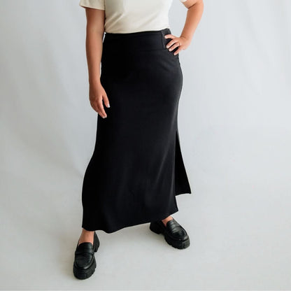 Ladies Side-Slit Bamboo Maxi Skirt | Sage