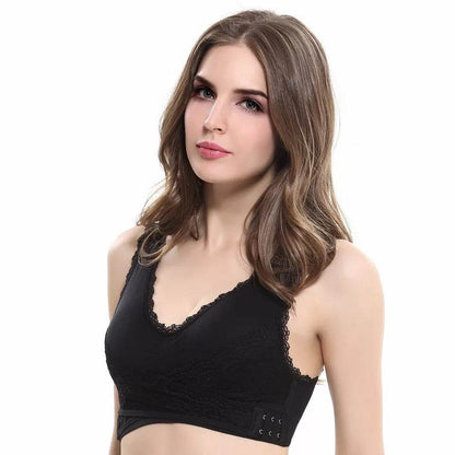 Front Cross Side Buckle Lace Side Non-Wire Sports Fitness Bra women