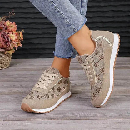 Baskets à lacets imprimé floral, chaussures de sport décontractées, légères et respirantes pour la marche et la course, chaussures plates pour femmes