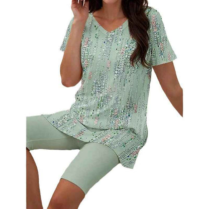 Women's Floral Print Two Piece Set – 3D Printed T-Shirt and Shorts Outfit