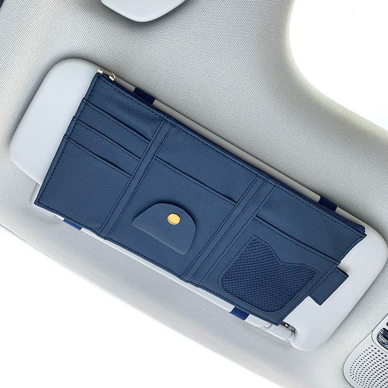 Organisateur de Pare-Soleil de Voiture Rangement Entièrement en Cuir