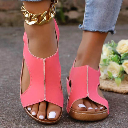 Nouvelles sandales compensées d'été avec bande élastique, chaussures décontractées à bout ouvert pour femmes