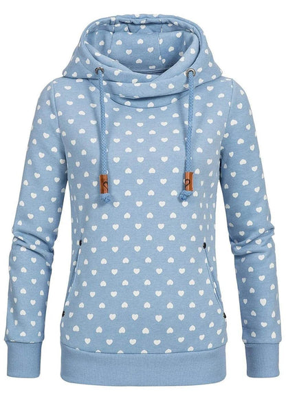 Women Printed loose hooded sweatshirt