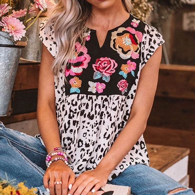 Women Casual Spring Summer Beach V Neck blouse top