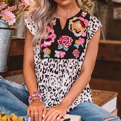 Women Casual Spring Summer Beach V Neck blouse top