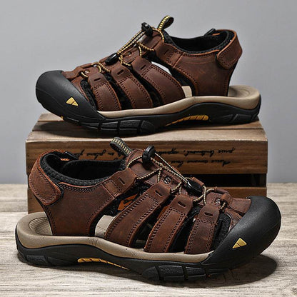 Top Layer Leather Plus Size Men's Beach Sandals