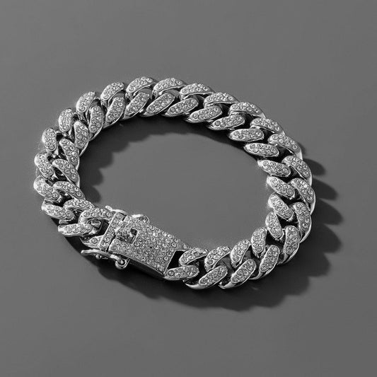 Bracelet chaîne cubaine pavé de strass
