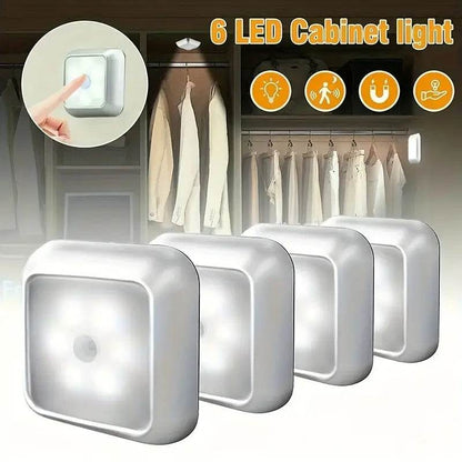 6 Pcs Induction Cabinet Night Light Motion Sensor