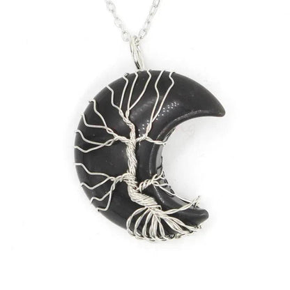Natural Crystal Moon Pendant for Men and Women