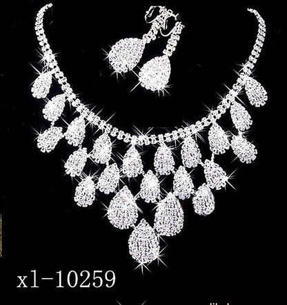 Diamond Necklace Set Wedding Bride Evening Costume Jewelry Set