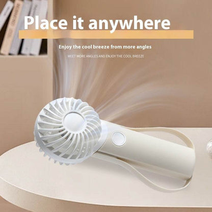 Handheld Fan Portable Silicone Handle Fixed Neck Mini