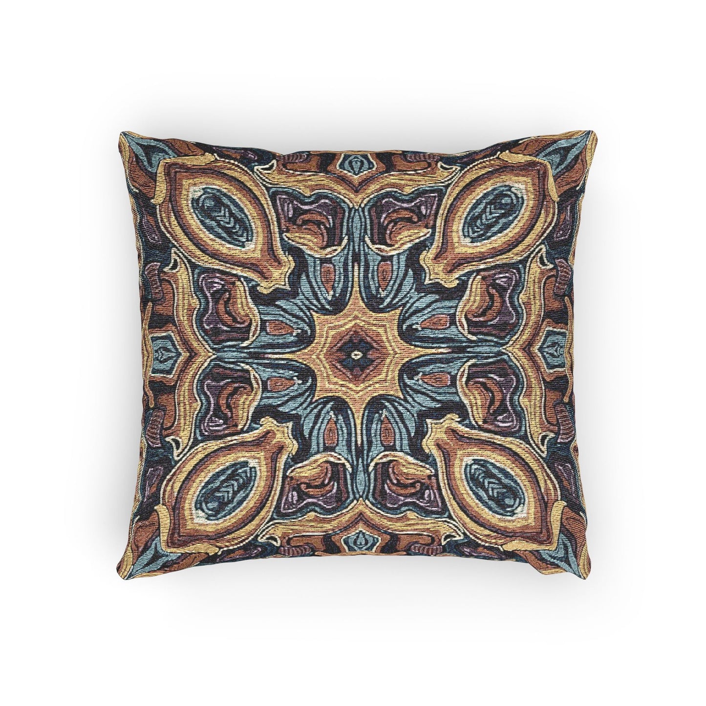 Bohemian Woven Pillow – Mosaic Medallion Decorative Throw Cushion