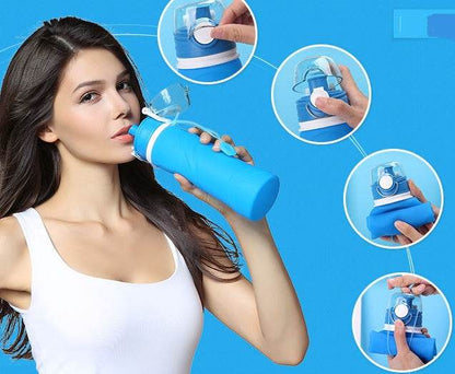 Foldable silicone Travel Hydrating water bottle