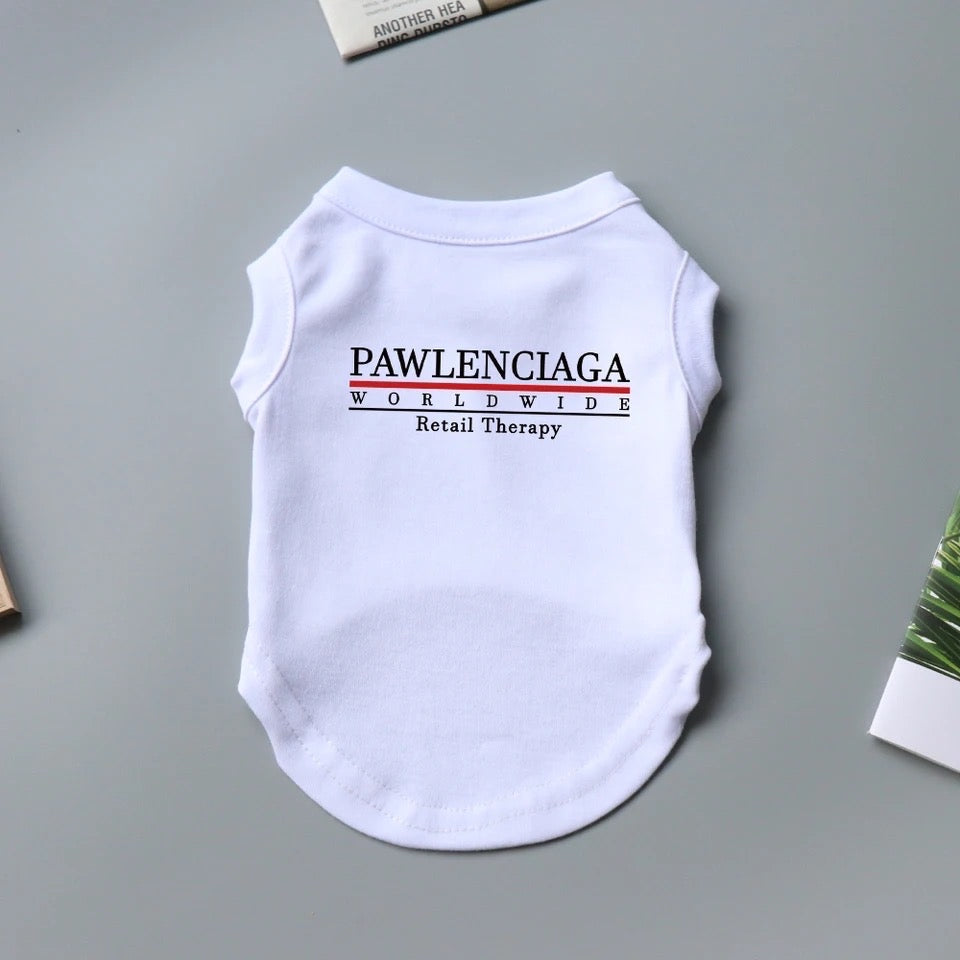 T-shirt pour chien Pawlenciaga | T-shirt pour chien d'inspiration créateur pour le quotidien