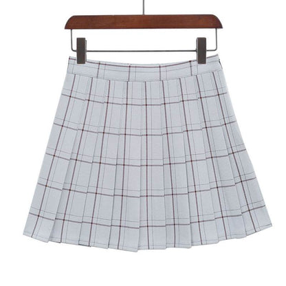 Mini Plaid Pleated High Waist Skirt A- Line Skirt