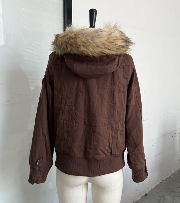 Women's American Retro Hooded Short Jacket
