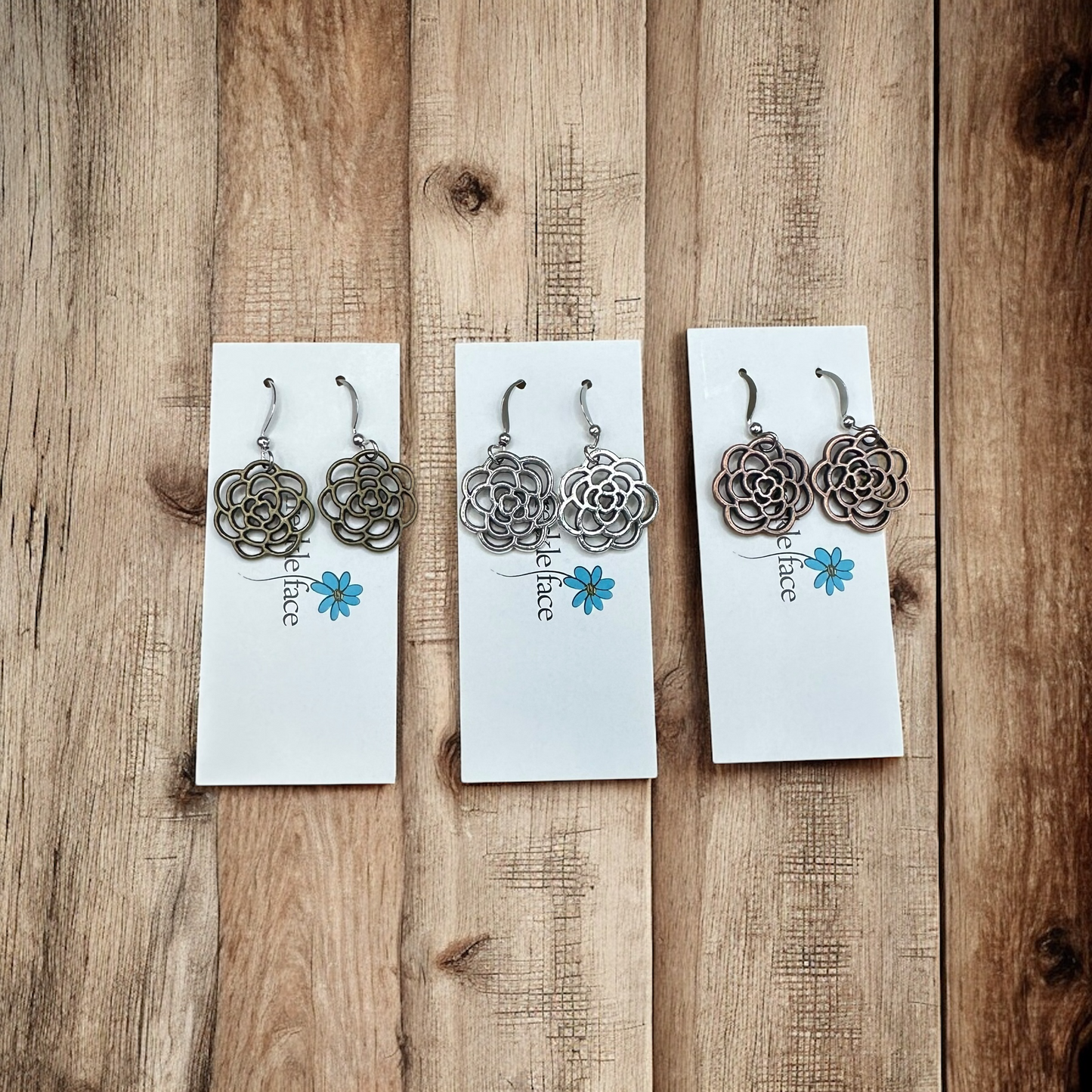 Boucles d'oreilles fleur rose