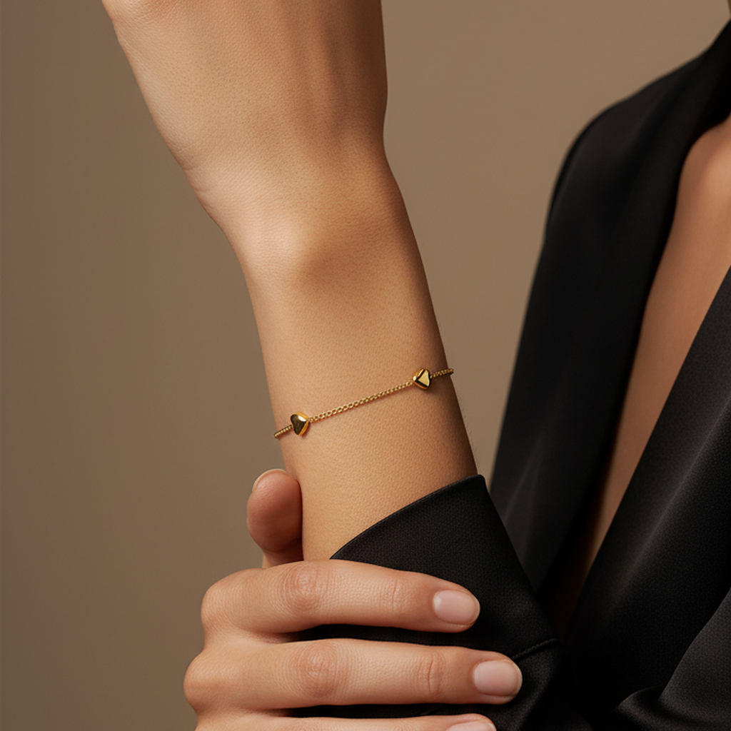 Bracelet à breloques cœur pêche