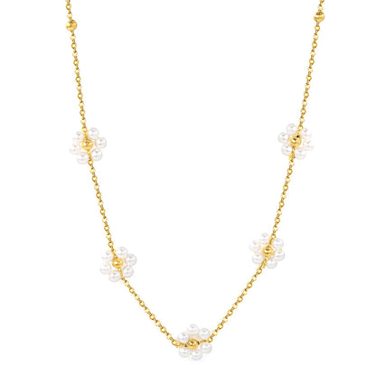 Floral Pearl Pendant Necklace