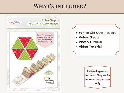 CrafTreat Scrapbook Hexagon Roll up - White 2pcs