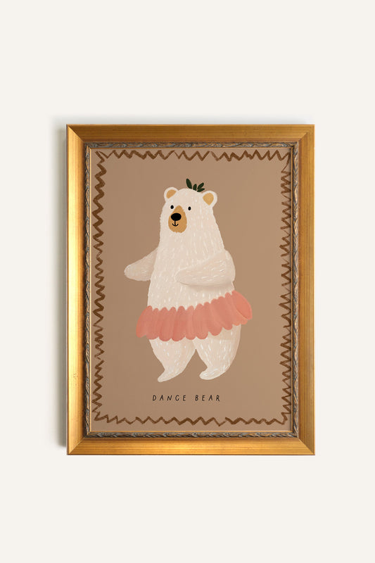 OURS DANSEUR, CADRE VINTAGE DORÉ