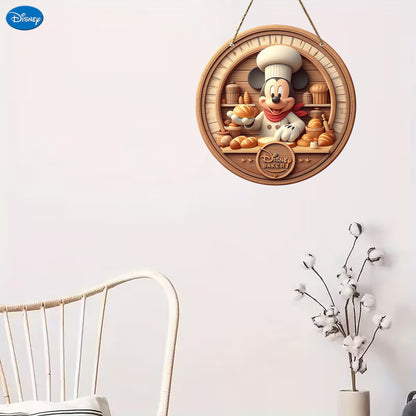 Disney Mickey Mouse Bakery Wooden Sign - 8"X8" Round Disney Decorative Wreath Centerpiece, Perfect For Home & Outdoor Farmhouse Decor, Door And Window Accent