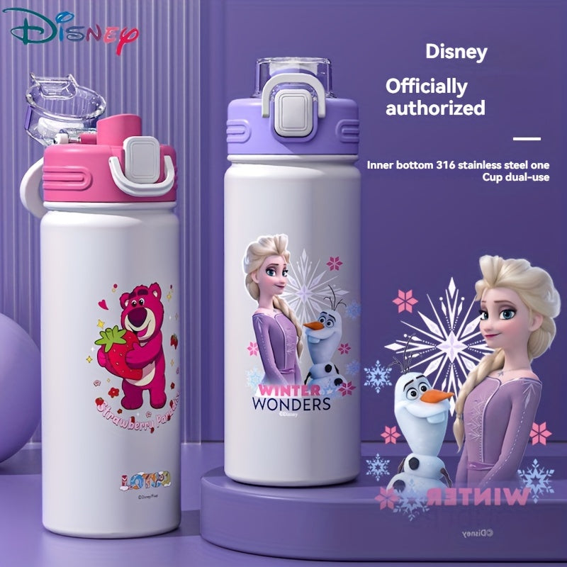 UME Disney-Themed Stainless Steel Insulated Water Bottle with PP Lid - Cartoon Character Design, Leakproof, One-Hand Operation, Safety Lock Feature - BPA Free, Non-Toxic, Portable for Outdoor Activities
