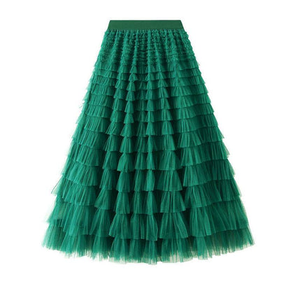 Cake Skirt Women's White Gauze long Layered tulle Skirt