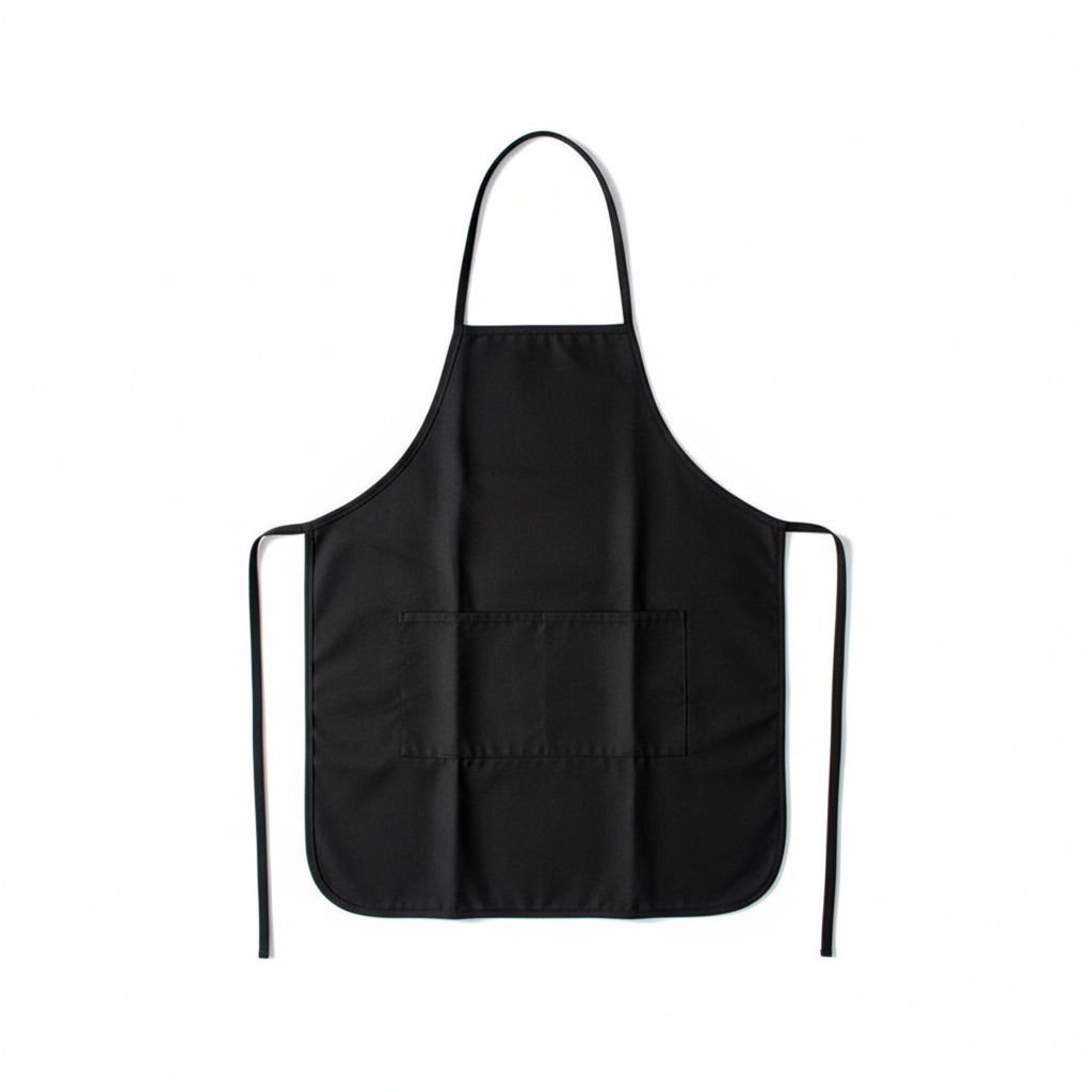 100% Cotton Black Apron With Pockets