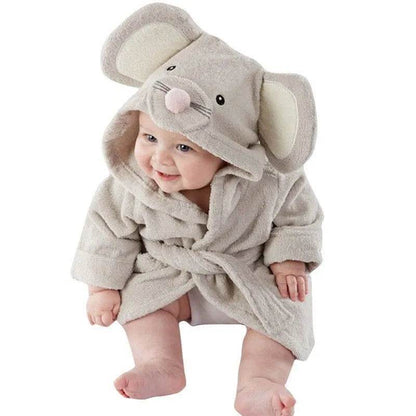 Infant Fashion Simple Cartoon Animal Fleece Bathrobe