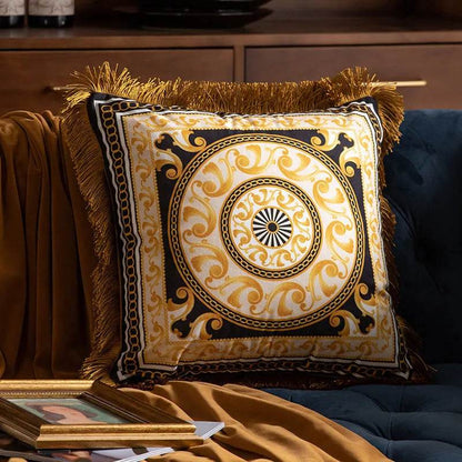 Pillow Sofa High-grade Sense Tassel Light Luxury style-gold rimmed Pillows