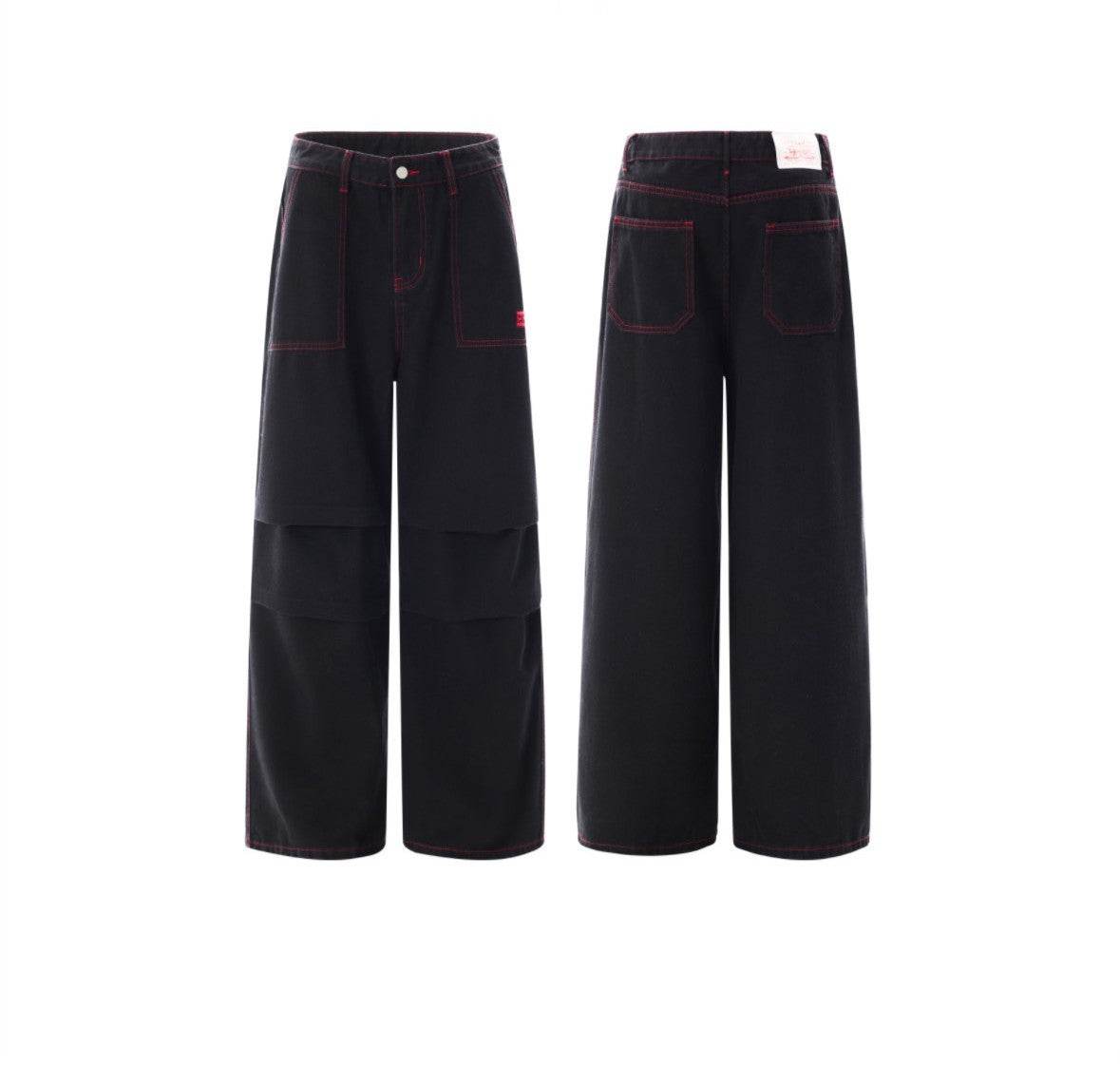 Contraste de couleurs noir et rouge pour des vêtements de travail avec pantalon à poches