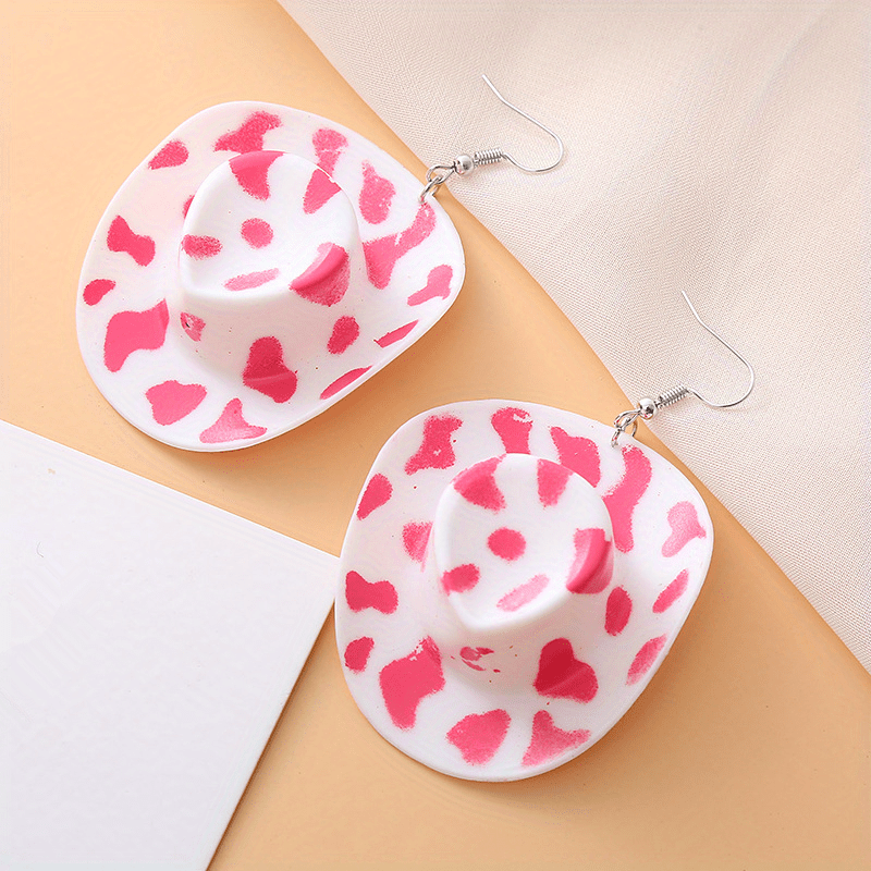 1 paire de boucles d'oreilles pendantes fantaisie en forme de chapeau de cowboy disco - Bijoux fantaisie amusants pour filles et femmes - Idée cadeau unique pour anniversaire, Noël ou toute autre célébration