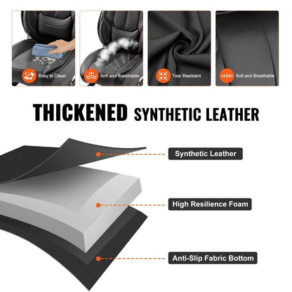 Seat Covers, Universal Car Seat Covers Full Set Seats, Front And Rear Seat, 13pcs Faux Leather Seat Cover, Full Enclosed Design, Detachable Headrest And Airbag Compatible, For Most Car SUV Truck