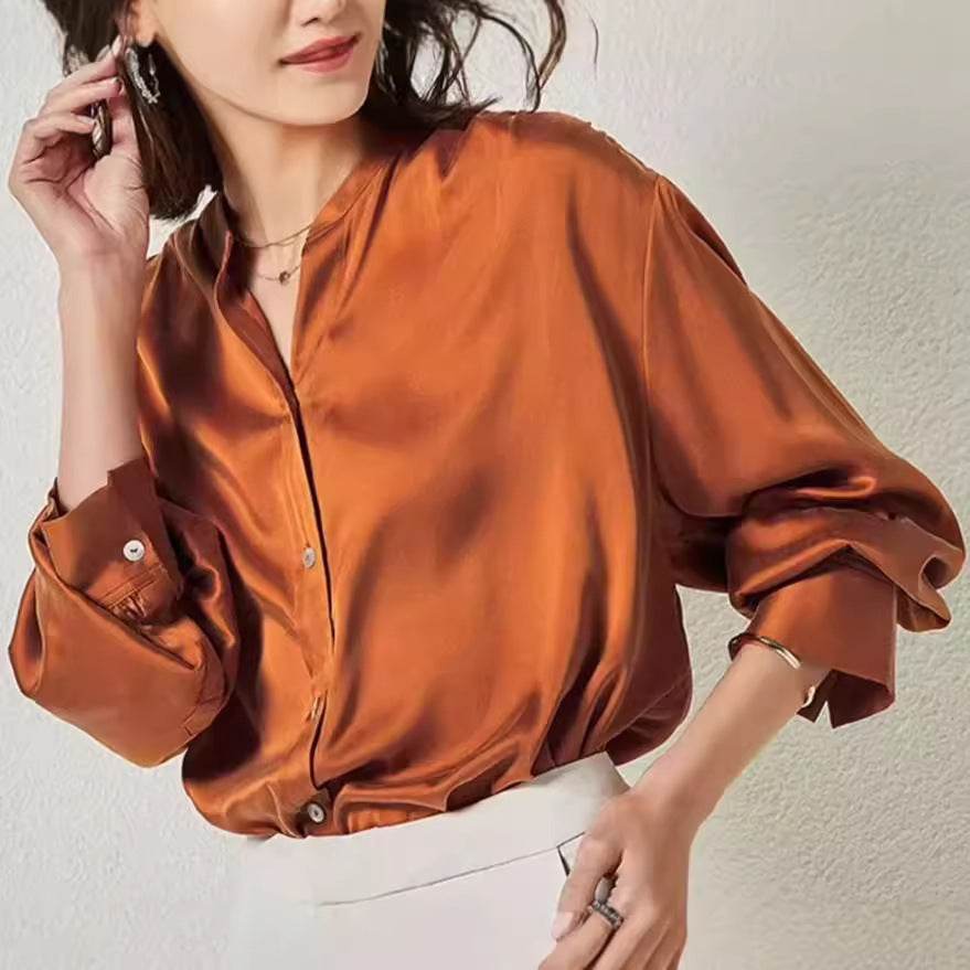 Chemise en soie simple et ample pour femmes, style décontracté, pour l'automne