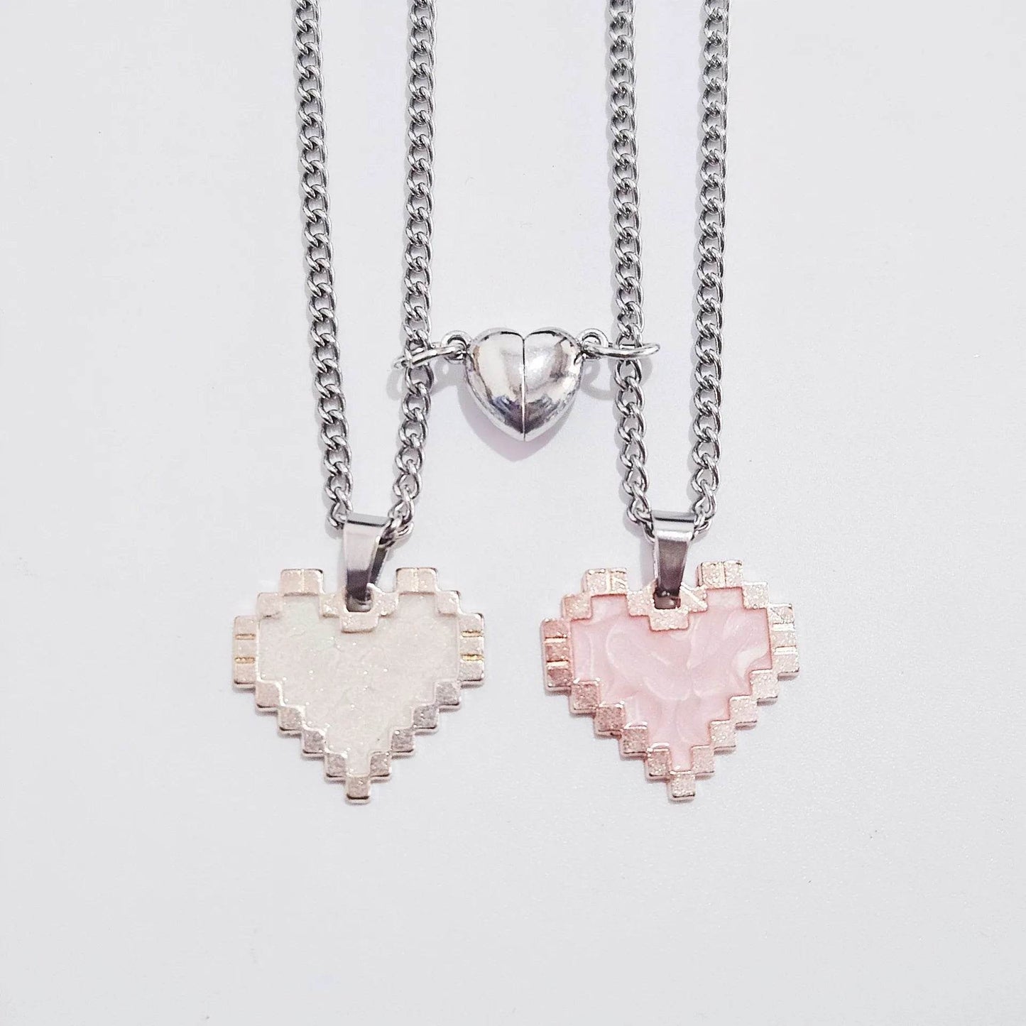 Magnetic Heart-shaped Mosaic Necklace Fashion Personality Couple Love Necklace For Valentine's Day