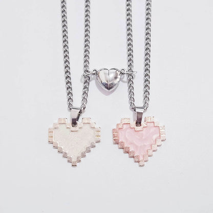Magnetic Heart-shaped Mosaic Necklace Fashion Personality Couple Love Necklace For Valentine's Day